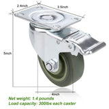 4’’ TPR Heavy Duty Swivel Caster Wheels Lockable Ball Bearing,Set of 4